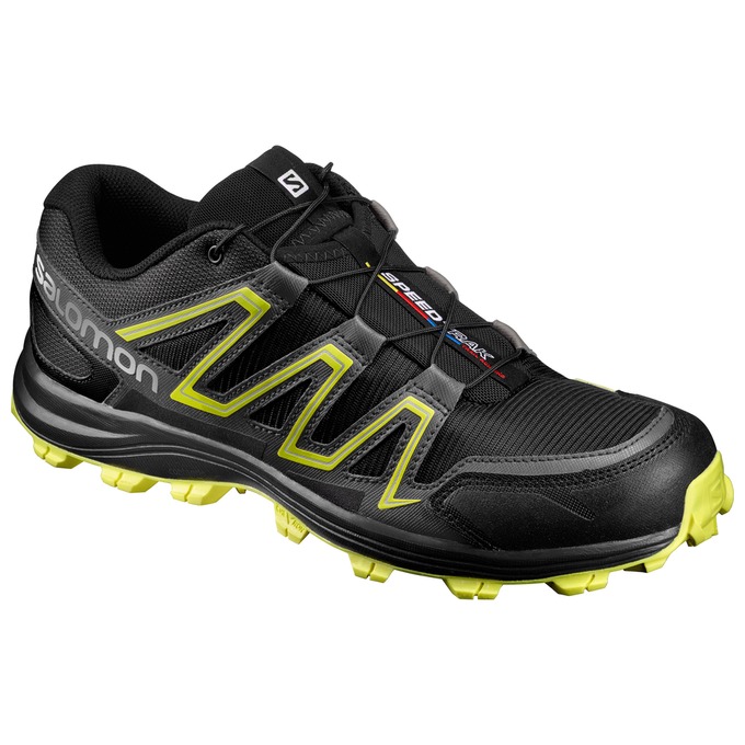 Salomon Singapore Mens Trail Running Shoes - SPEEDTRAK Black/Yellow | 42687-LWCU